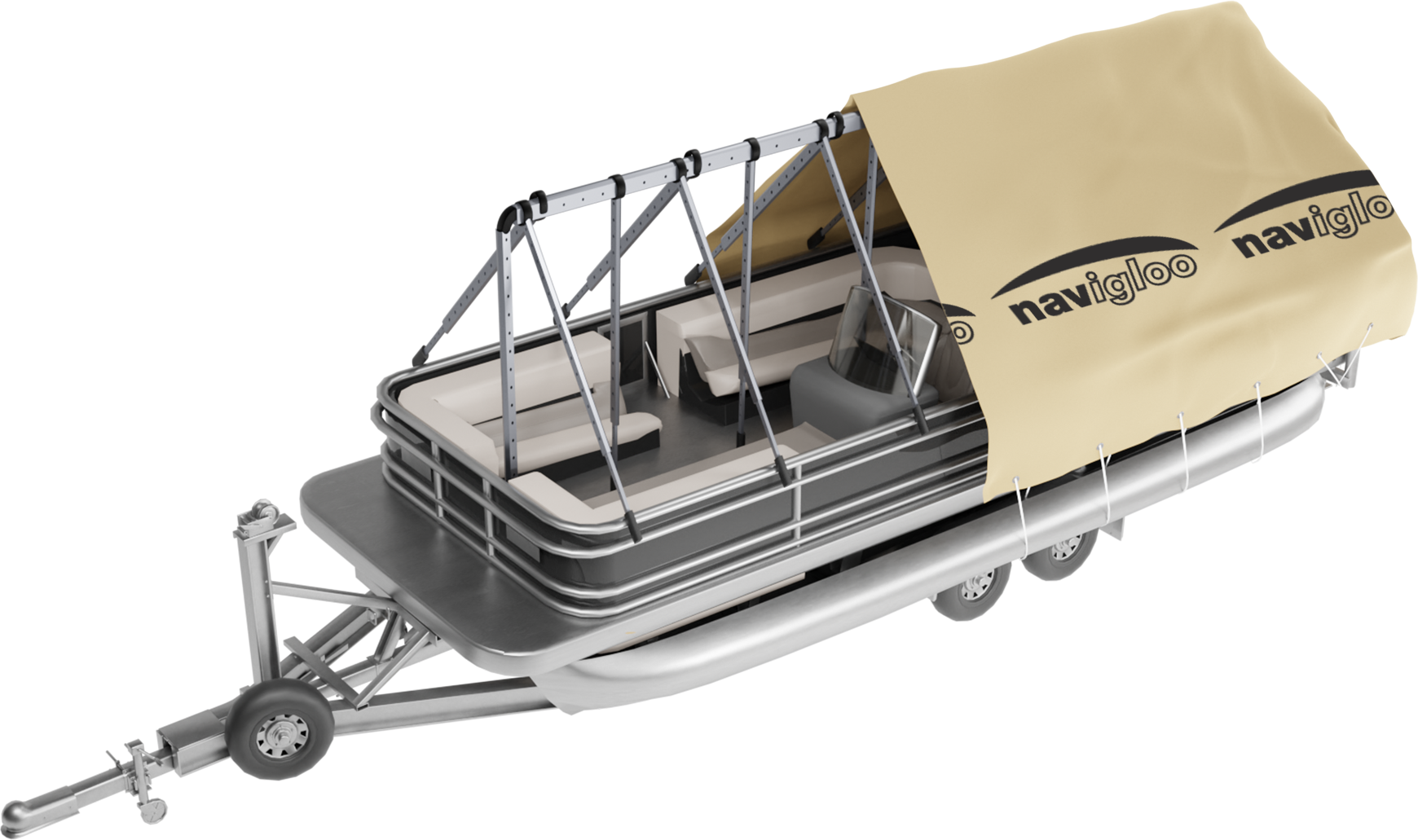 Navigloo fishing-runabout 19-22½ ft with tarp 16x30 ft