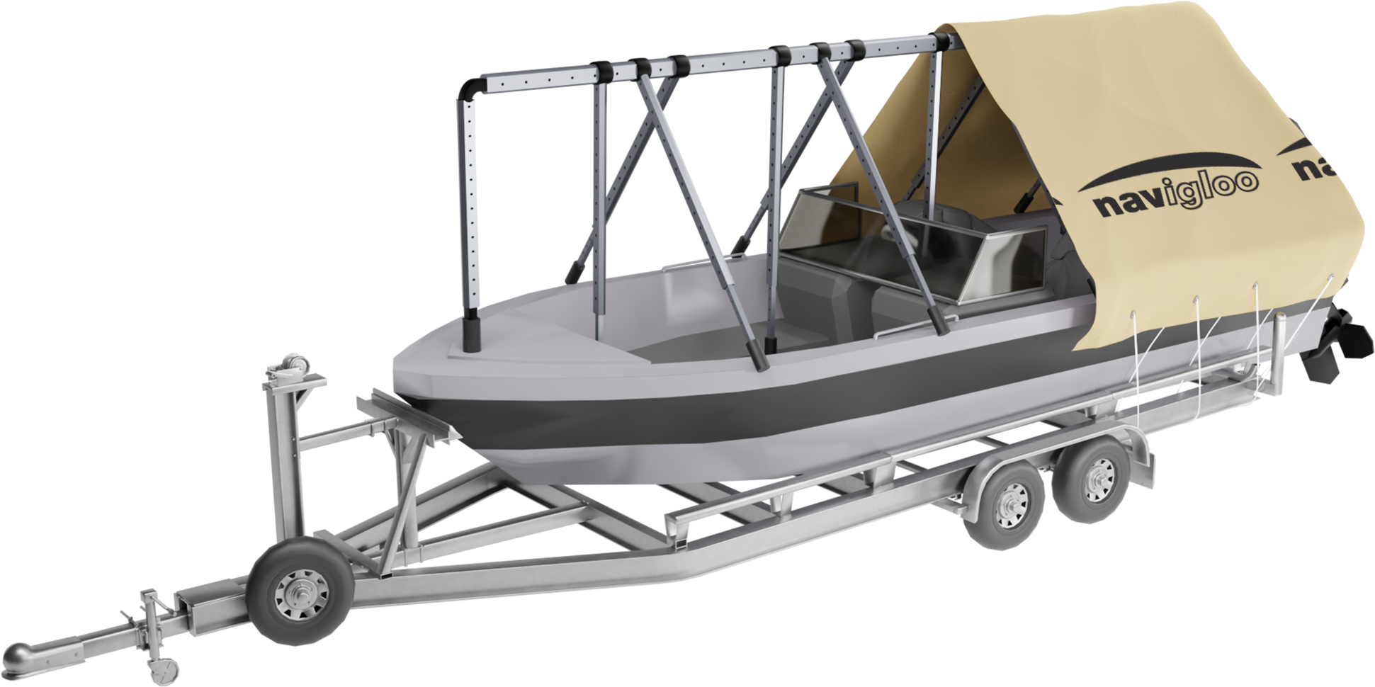 Navigloo fishing runabout 14-18½ with tarp 15x26 ft